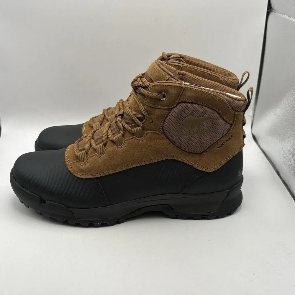 Sorel Men's Buxton Lite Lace Waterproof Boots Elk/Black Size 13 NM4983-286